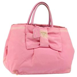 PRADA Borsa a mano in nylon rosa oro Auth 146881