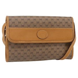 Gucci Borsa a Spalla Micro GG Supreme PVC Beige Oro 004 89 0265 Auth ki6121