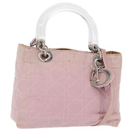 Borsa a mano Canage in nylon Christian Dior 2way Rosa Argento Auth bs31183