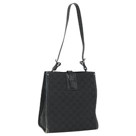 GUCCI GG Canvas Schultertasche Schwarz Silber 110292 Auth 151660