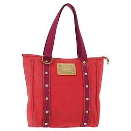 LOUIS VUITTON Antigua Cabas MM Tote Bag Rot M40034 LV Auth ka453