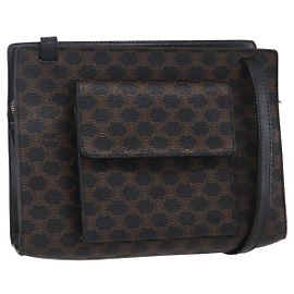 Céline Borsa a spalla in tela Macadam CELINE in pelle PVC nera e oro Auth 154614