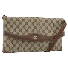 Gucci Borsa a Spalla GG Supreme PVC Beige Oro 56 02 504 Auth 153077