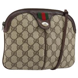 Borsa a Spalla Gucci GG Supreme Web Sherry Line PVC Beige 904 02 047 Auth 155227