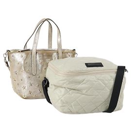 BURBERRY Borsa a Spalla Jimmy Choo Nylon Pelle 2 Set Beige Avorio Auth BA8473