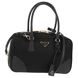 PRADA Borsa a Mano Nylon 2 vie Nero Oro 1BB115 Auth am9579SM