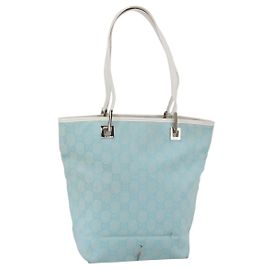 GUCCI GG Canvas Tote Bag Hellblau Gold 002 1099 Auth 149259