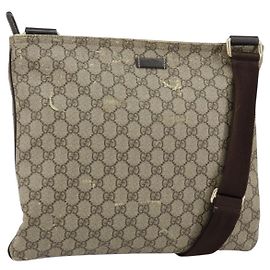 Gucci Borsa a Spalla GG Supreme PVC Beige Oro 201446 Auth 148419