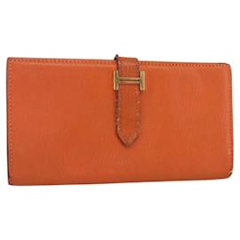 Hermès HERMES Portafoglio Soufflé in Pelle Arancione Auth 143412