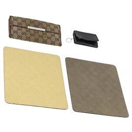 Portafoglio in pelle GG Supreme Gucci 4 pezzi Nero Beige Auth 153445