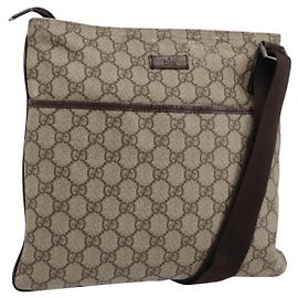 GUCCI GG Supreme Schultertasche PVC Beige Silber 141626 Auth ep12076