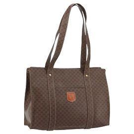 Céline Borsa tote in tela Macadam CELINE in pelle PVC marrone oro Auth 153082
