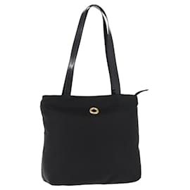 CELINE Tote Bag Nylon Emaille 2in1 Schwarz Gold Auth BA6881 - Céline