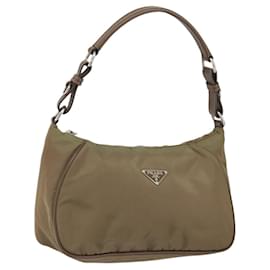 Prada Borsa a Spalla Christian Dior in Nylon Pelle Nera Marrone Oro Auth 152732