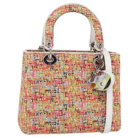 Borsa Lady Dior Christian Dior Tweed 2way Multicolore Argento Auth 142980SM