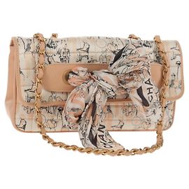 CHANEL Borsa a Spalla Choco Bar con Catena Setosa Rosa Oro CC Auth 144881SAV