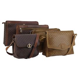 Céline Sac à épaule en toile Macadam CELINE en cuir PVC 5 pièces marron beige Auth ki6173