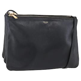 Borsa a spalla Trio Small in pelle nera e oro Auth BA7683 - Céline