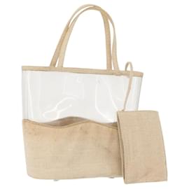 PRADA Hand Bag Vinyl Clear Beige Auth bs30723 - Prada