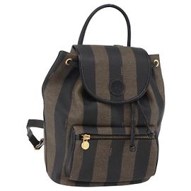 Zaino in tela Pecan FENDI marrone nero Auth bs30797