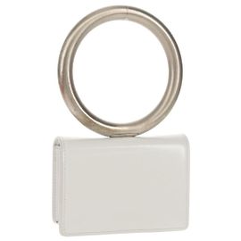 Pochette in pelle bianca e argento Auth 150881AV di Salvatore Ferragamo