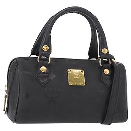 Borsa MCM Vicetos Logogram PVC 2 in 1 Nero Oro Auth 152389