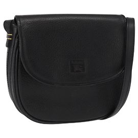Autre Marque Burberrys Schultertasche aus Leder Schwarz Gold Auth ep11908