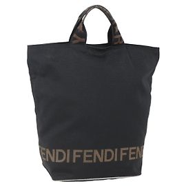 Borsa a mano FENDI in nylon nero Auth ep11928