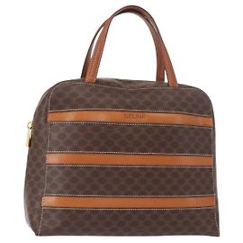 Céline Borsa a mano in tela Macadam CELINE in pelle PVC marrone oro Auth 152578