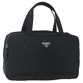 PRADA Borsa a mano in nylon nero argento Auth bs31144