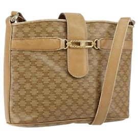 Céline Borsa a Spalla in Tela Macadam CELINE PVC Beige Oro Auth 151047