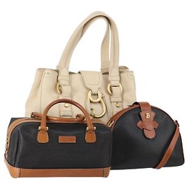 BALLY Borsa a Spalla in Pelle PVC 3 Pezzi Nero Bianco Auth 151928