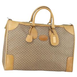 Gucci Borsa a mano Micro GG Supreme in PVC pelle vintage beige oro Auth 146616