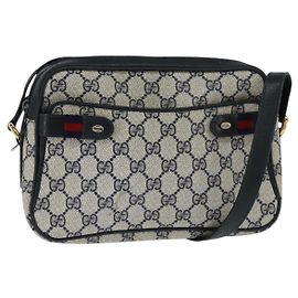 Bolso de Hombro Gucci GG Supreme Sherry Line PVC Marino Oro 904 02 049 Auth 146942