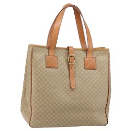 Céline Borsa a Spalla in Tela Macadam CELINE PVC Beige Oro Auth 130820
