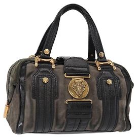 Borsa a mano Histeria GUCCI in suede nero e oro 186235 Auth 153859