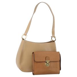 Borsa a Spalla in Pelle Salvatore Ferragamo 2 Pezzi Beige Auth 151962