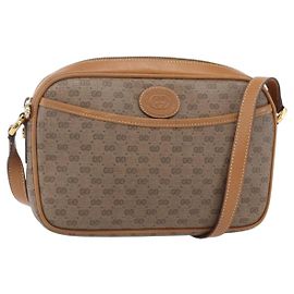 Gucci Bolso de Hombro Micro GG Supreme PVC Beige Dorado 007 113 0095 Auth ka238