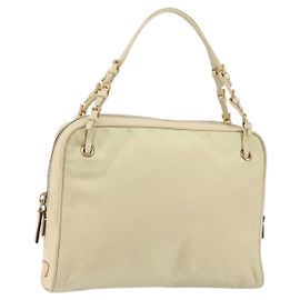 PRADA Borsa a mano in nylon beige oro Auth ar13842