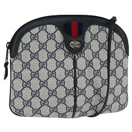 Gucci GG Supreme Sherry Line Schultertasche PVC Marine Gold 904 02 047 Auth bs30434