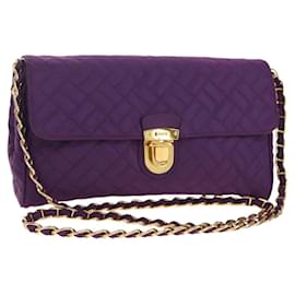 PRADA Borsa a Spalla con Catena Nylon Viola Oro Auth 154699V