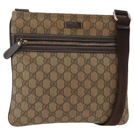 Gucci Bolsa de Ombro GG Supreme PVC Bege Ouro 295257 Auth ka601