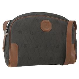 Borsa a spalla in tela a nido d'ape Christian Dior grigia Auth 151804