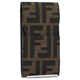 FENDI Zucca Canvas Cigarette Case Black Brown Auth yk20111V