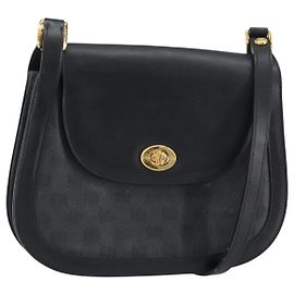 Gucci Borsa a Spalla GG Supreme in PVC Pelle Nera Oro 001 084 0905 Auth BA8623