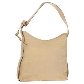 Borsa a Spalla Salvatore Ferragamo in Nylon Pelle Beige Argento Autentica bs31655