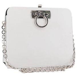 Borsa Gancini a catena Salvatore Ferragamo in acciaio inossidabile argento autentico 156983V