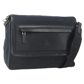 GUCCI GG Canvas Schultertasche Schwarz Silber 019 0375 Auth ka825