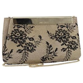 Borsa a Spalla in Pelle Jimmy Choo Chain Beige Nera Auth BA8789