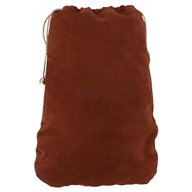 Pochette GUCCI Suede Marrone Oro Auth 151593